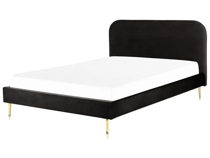 Black velvet super king bed with gold legs