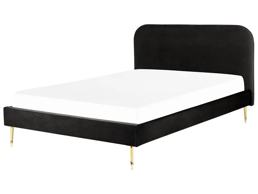 Black velvet super king bed with gold legs