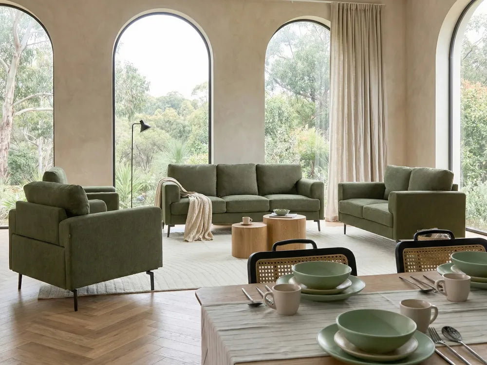 Sofa 2 Seater Fabric Green Radika