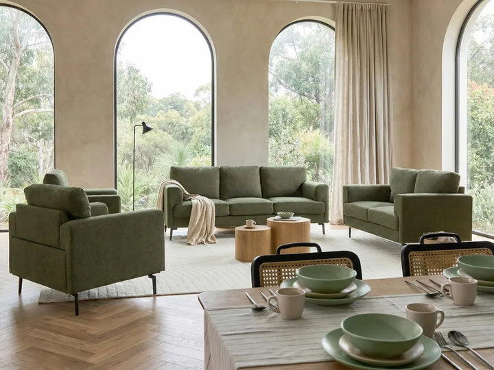 Sofa 2 Seater Fabric Green Radika