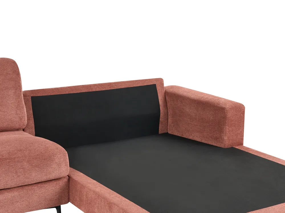 Corner Sofa 3 Seater Fabric Red Left Hand Emilio