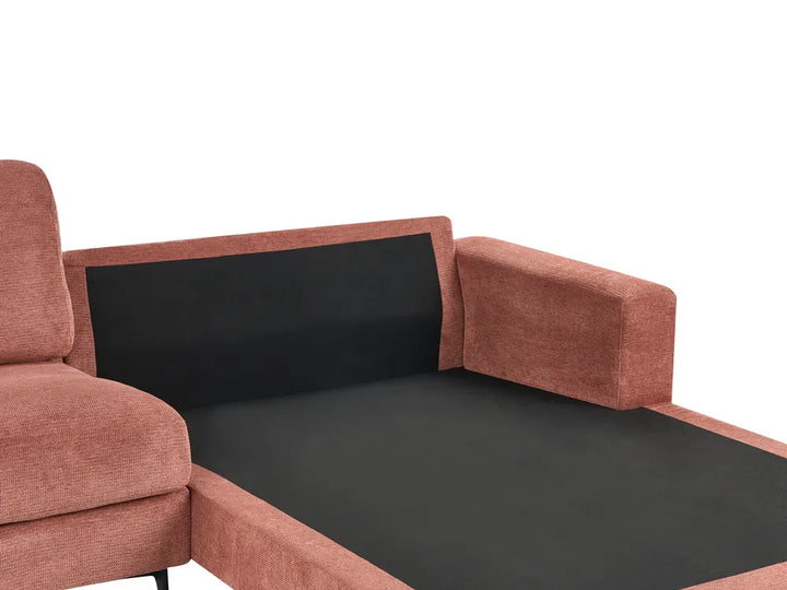 Corner Sofa 3 Seater Fabric Red Left Hand Emilio