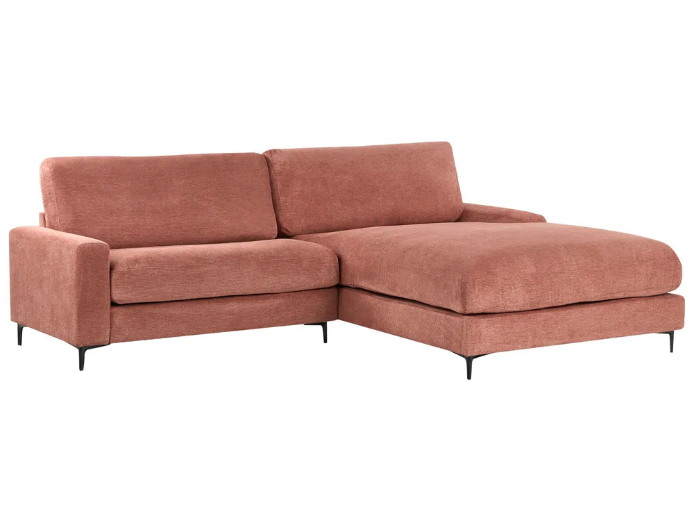 Corner Sofa 3 Seater Fabric Red Left Hand Emilio
