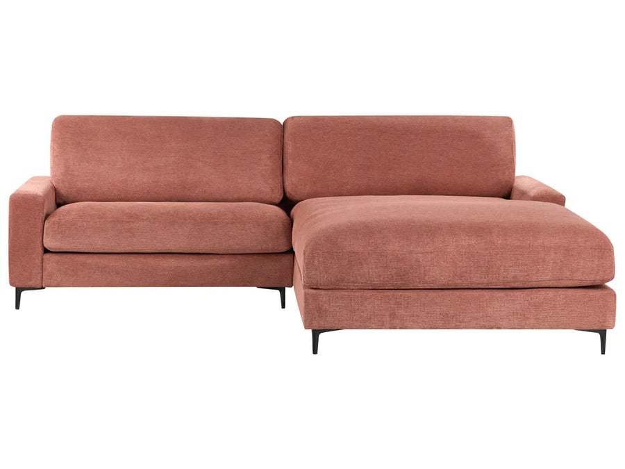 Red fabric corner sofa 3 seater left hand