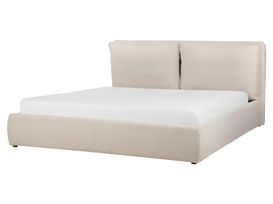 Light beige fabric ottoman bed 180x200 cm