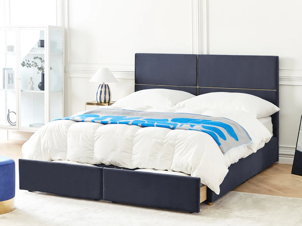 Super king black velvet bed with lift storage and drawers