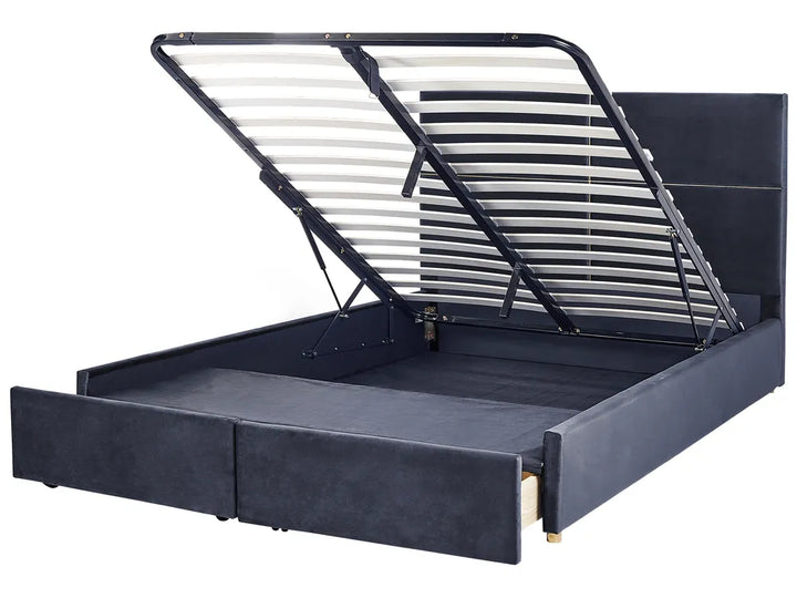 Ottoman Bed Velvet 180 x 200 cm (EU Super King) Black Clerise