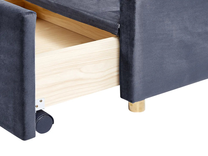 Ottoman Bed Velvet 180 x 200 cm (EU Super King) Black Clerise