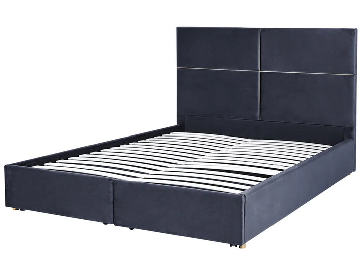 Ottoman Bed Velvet 180 x 200 cm (EU Super King) Black Clerise