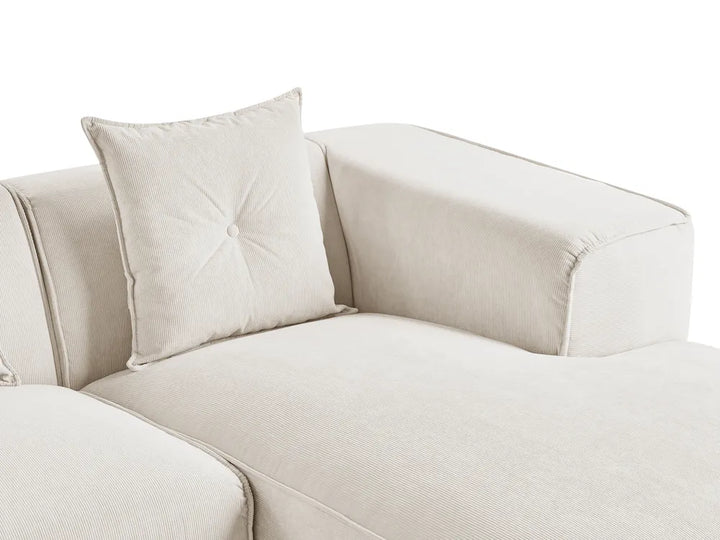 Corner Sofa 3 Seater Corduroy Off-White Left Hand Rafael