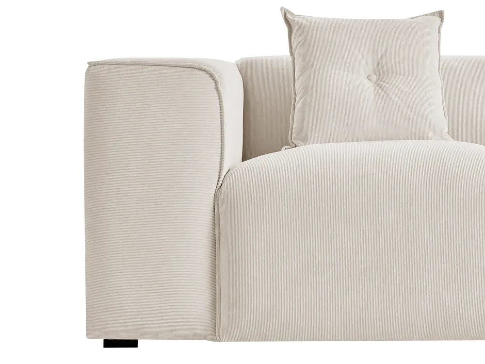 Corner Sofa 3 Seater Corduroy Off-White Left Hand Rafael