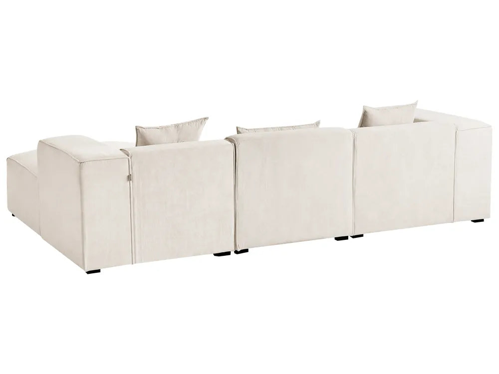 Corner Sofa 3 Seater Corduroy Off-White Left Hand Rafael
