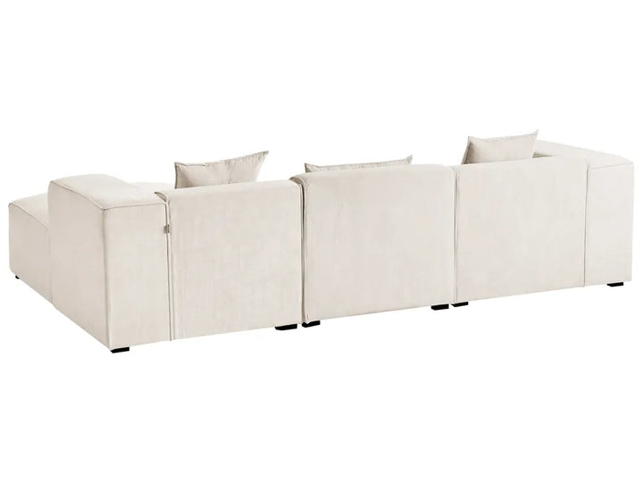 Corner Sofa 3 Seater Corduroy Off-White Left Hand Rafael
