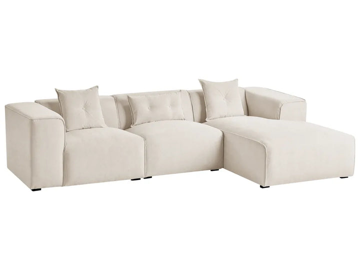 Corner Sofa 3 Seater Corduroy Off-White Left Hand Rafael