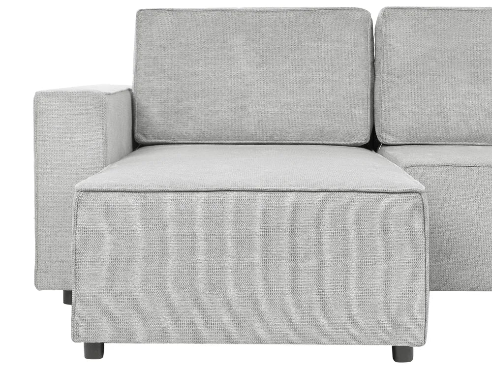 U-Shape Sofa Bed 4 Seater Fabric Light Grey with Storage Solta