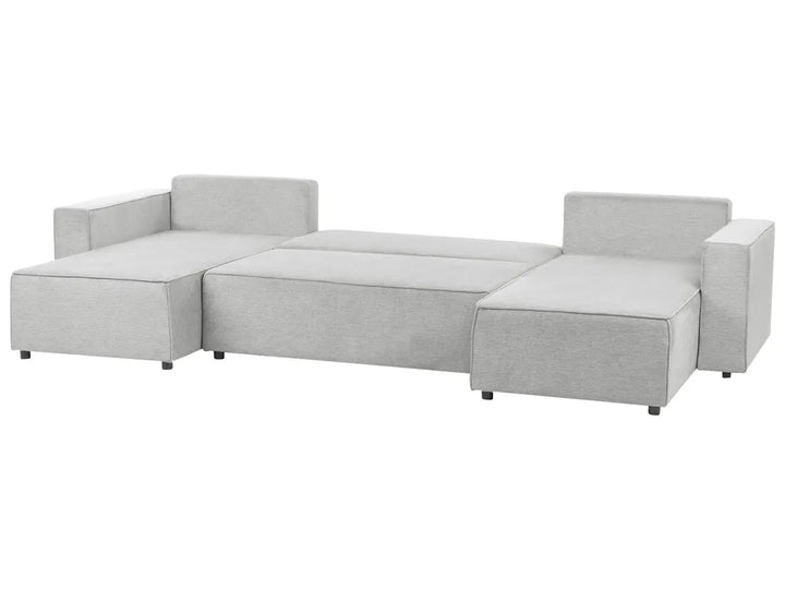U-Shape Sofa Bed 4 Seater Fabric Light Grey with Storage Solta