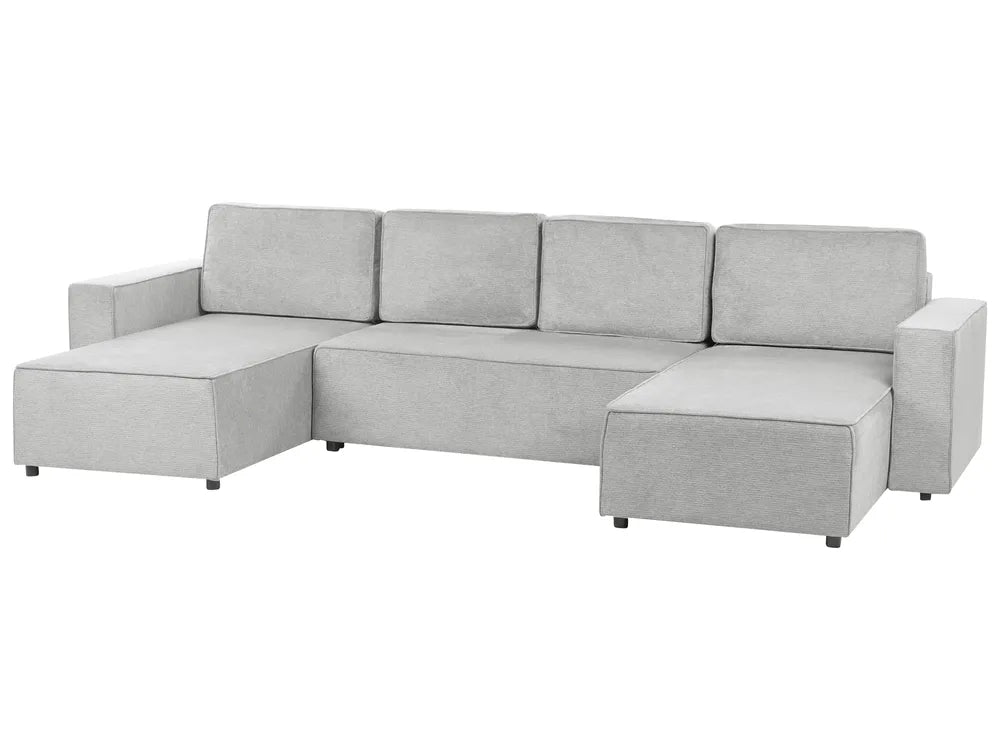 U-Shape Sofa Bed 4 Seater Fabric Light Grey with Storage Solta