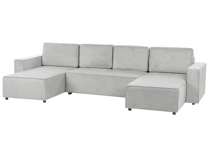 U-Shape Sofa Bed 4 Seater Fabric Light Grey with Storage Solta