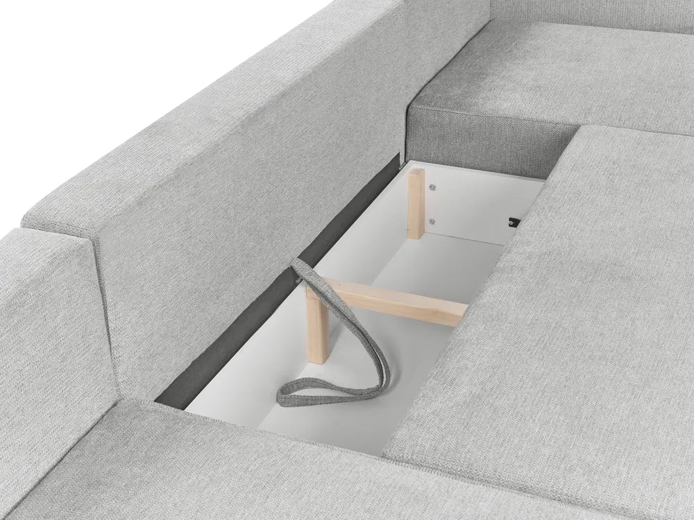 U-Shape Sofa Bed 4 Seater Fabric Light Grey with Storage Solta