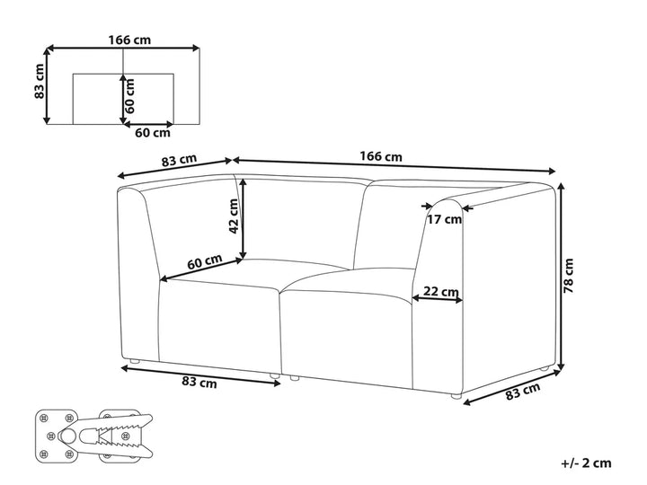Modular Sofa 2 Seater Corduroy Beige Ilkeston