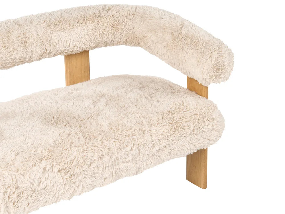 Sofa 2 Seater Faux Fur Off-White/ Light Brown Askolds