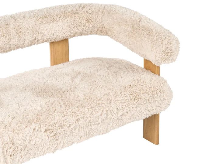 Sofa 2 Seater Faux Fur Off-White/ Light Brown Askolds