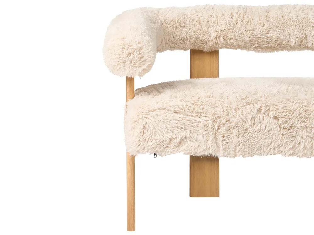 Sofa 2 Seater Faux Fur Off-White/ Light Brown Askolds