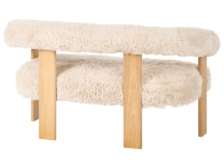 Sofa 2 Seater Faux Fur Off-White/ Light Brown Askolds