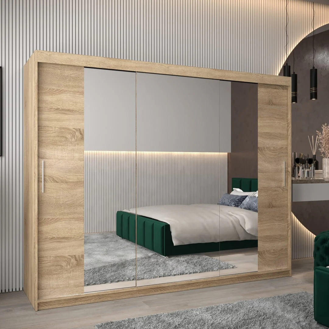 Tokyo II 250cm Oak Sonoma sliding wardrobe with mirrors