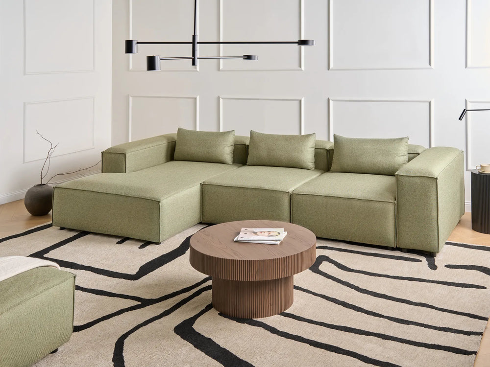 Right hand light green modular corner sofa for living room