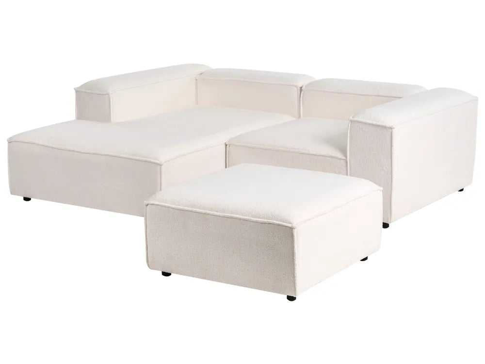 Modular Corner Sofa 2 Seater Boucle Off-White with Ottoman Right Hand Oakham