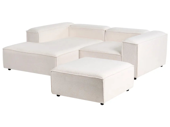 Modular Corner Sofa 2 Seater Boucle Off-White with Ottoman Right Hand Oakham