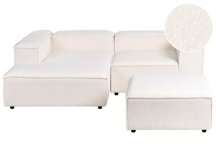 Modular Corner Sofa 2 Seater Boucle Off-White with Ottoman Right Hand Oakham