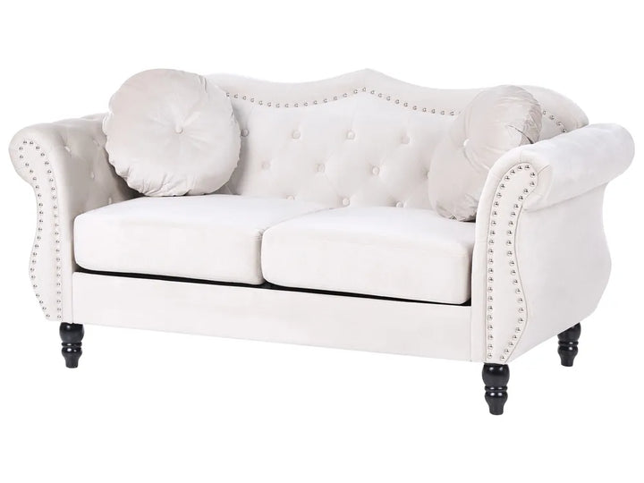 Sofa 2 Seater Velvet Light Beige Drinel