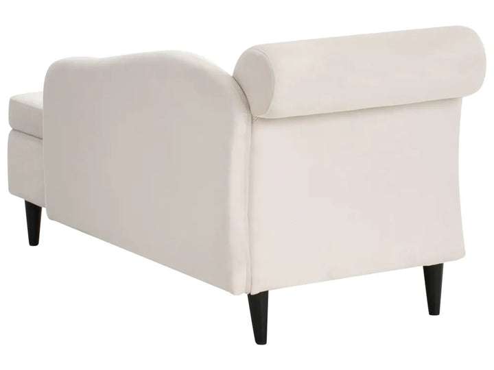 Left-Hand Chaise Lounge Velvet Beige with Storage Zared