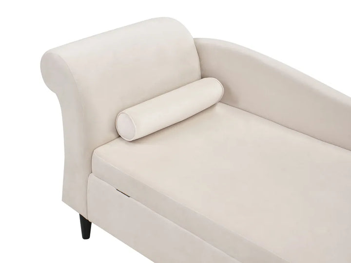 Left-Hand Chaise Lounge Velvet Beige with Storage Zared