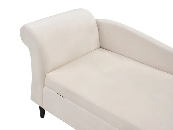 Left-Hand Chaise Lounge Velvet Beige with Storage Zared