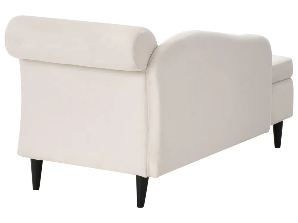 Right-Hand Chaise Lounge Velvet Beige with Storage Zared