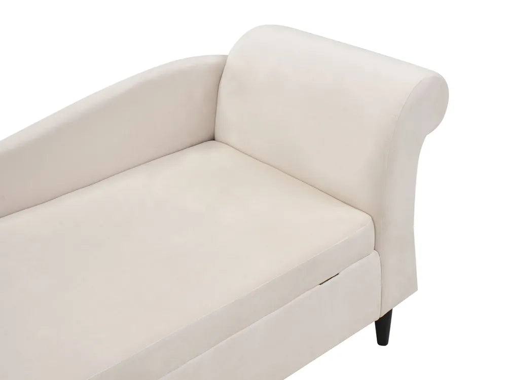 Right-Hand Chaise Lounge Velvet Beige with Storage Zared