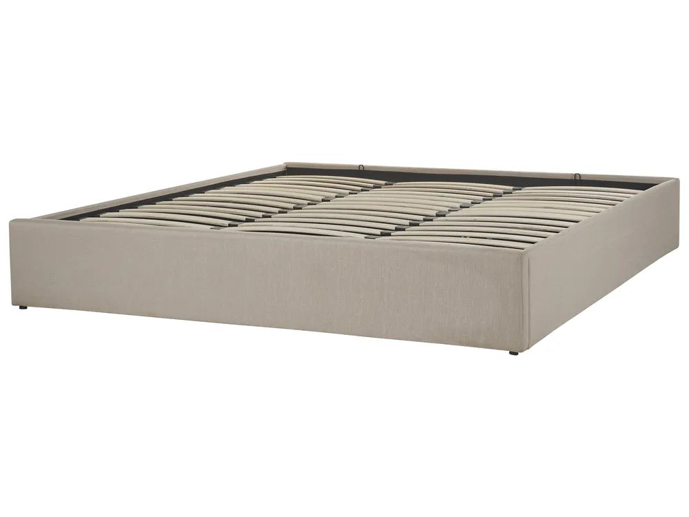 Ottoman Bed without Headboard Fabric 180 x 200 cm (EU Super King) Light Brown Miley