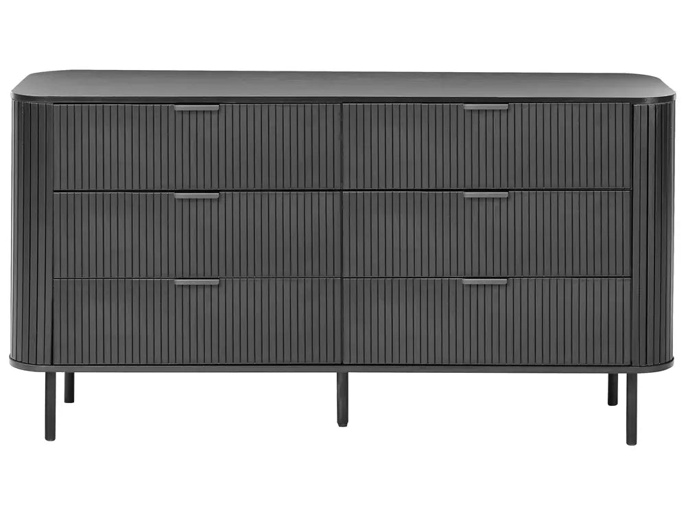 6 Drawer Chest Black Ample Space for Storage Ambero