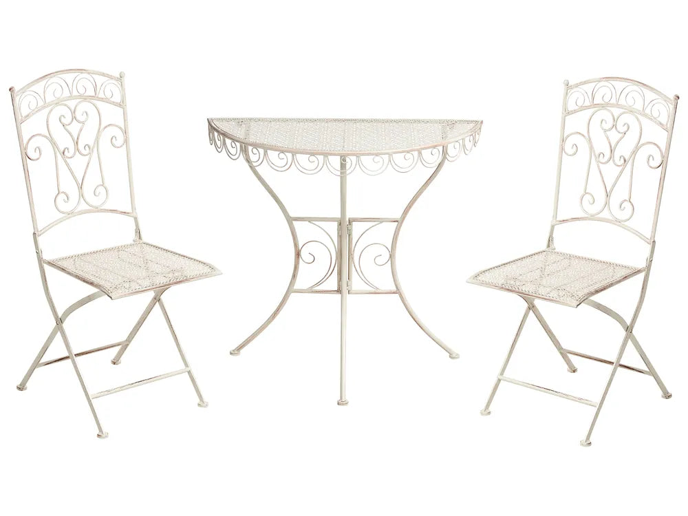 Bistro Set Folding Metal Light Beige Min