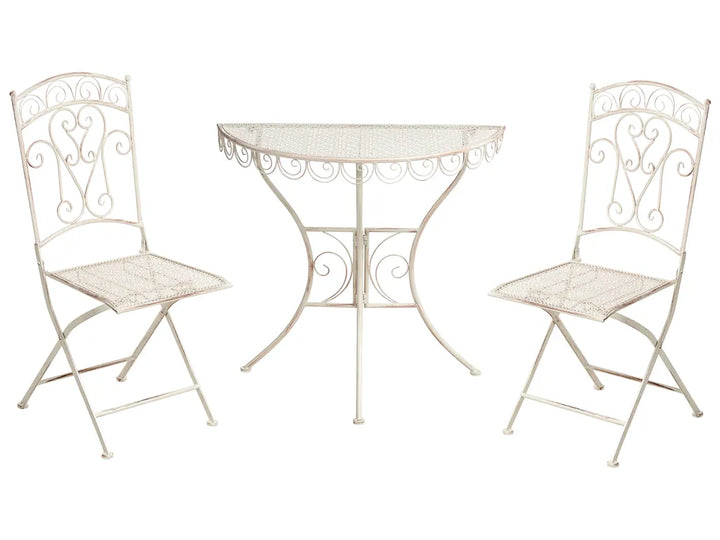Bistro Set Folding Metal Light Beige Min