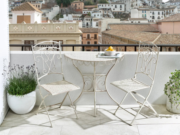 Bistro Set Folding Metal Light Beige Min