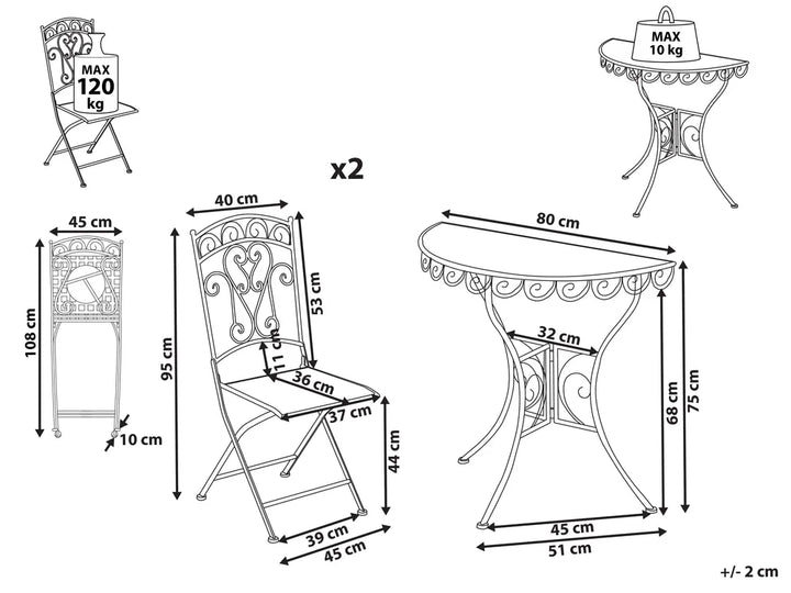 Bistro Set Folding Metal Light Beige Min