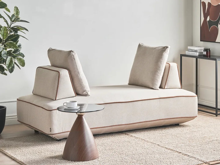 Chaise Longue Fabric Light Beige Owen