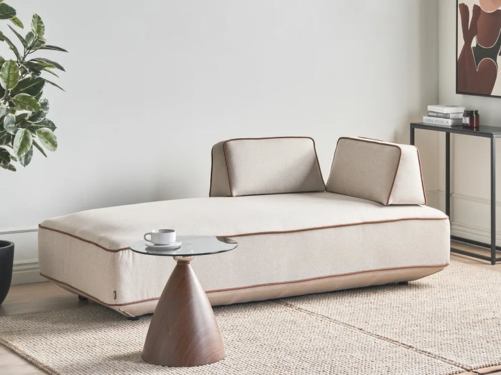 Chaise Longue Fabric Light Beige Owen