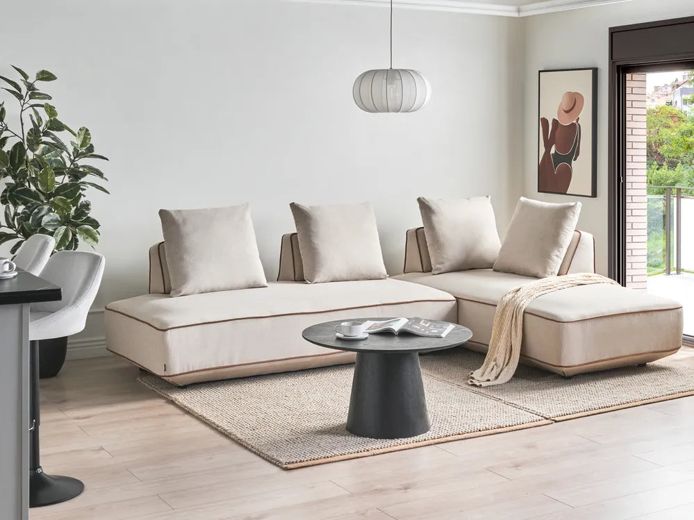 Chaise Longue Fabric Light Beige Owen