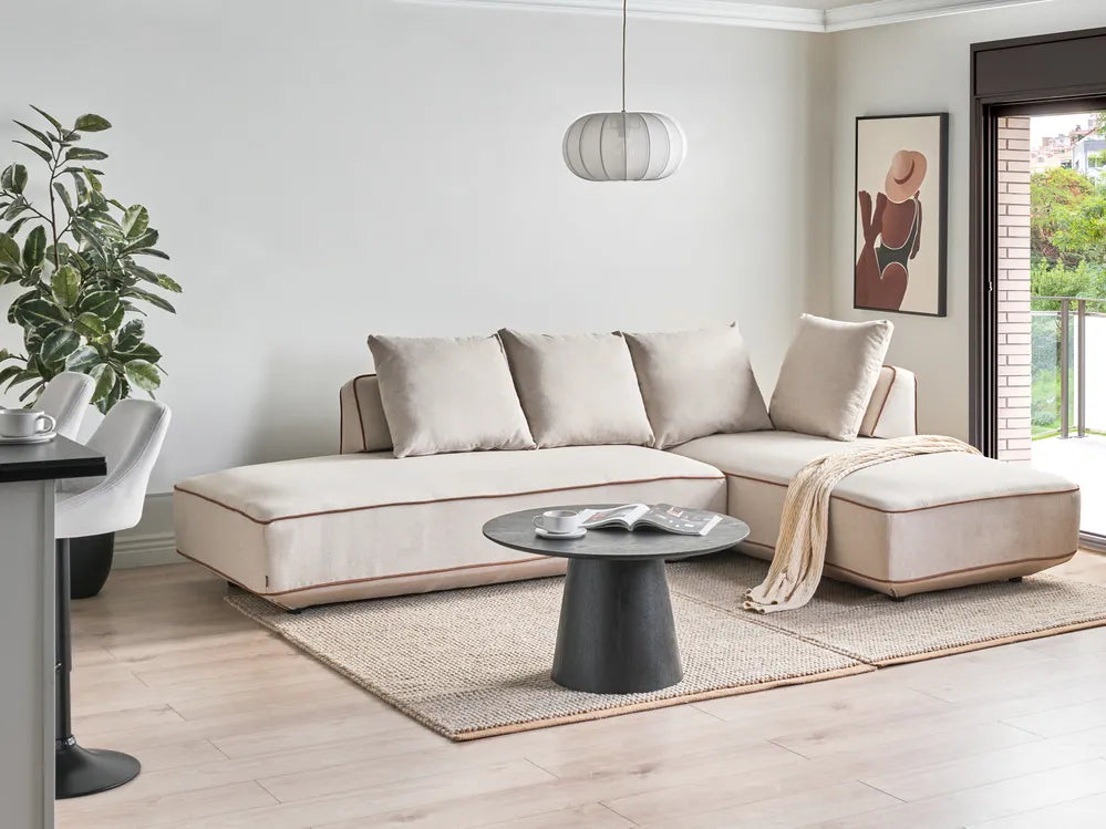 Chaise Longue Fabric Light Beige Owen