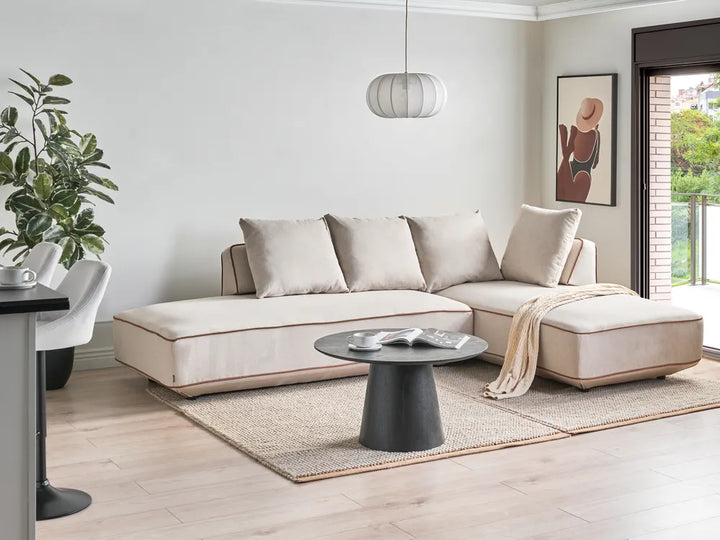 Chaise Longue Fabric Light Beige Owen